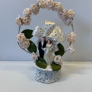Vintage Wedding Cake Topper with Floral Arch